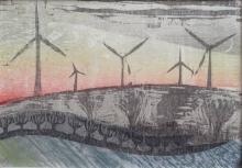 Evening landscape with Windmills